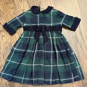 Bella Bliss Plaid Green and Navy corduroy Kids Dress size 5